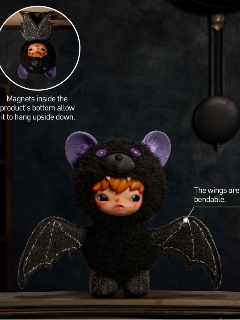 Hirono After Dark Upside Down Bat Confirmed Plush Pendant – Sealed Bag